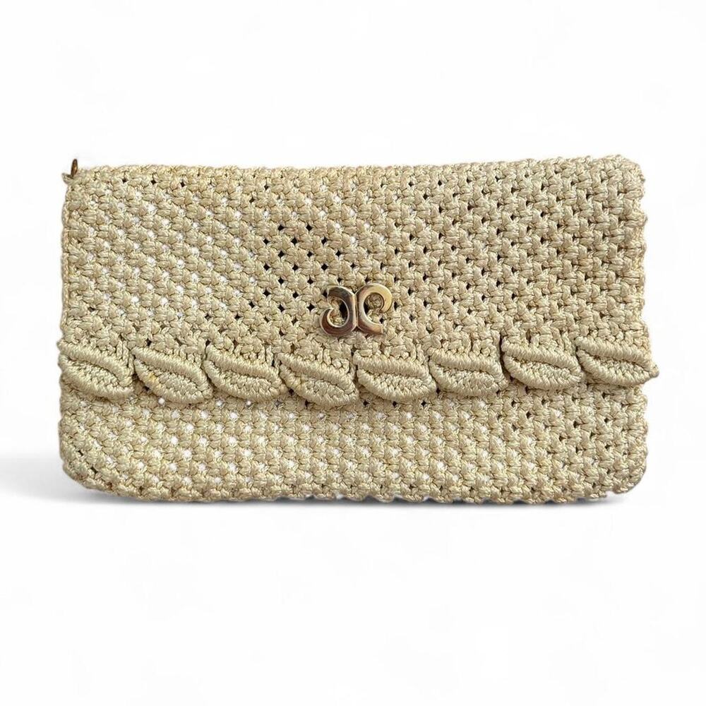 Vintage cream crochet clutch beautifully